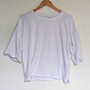 Eileen Fisher white cotton cropped top size L
